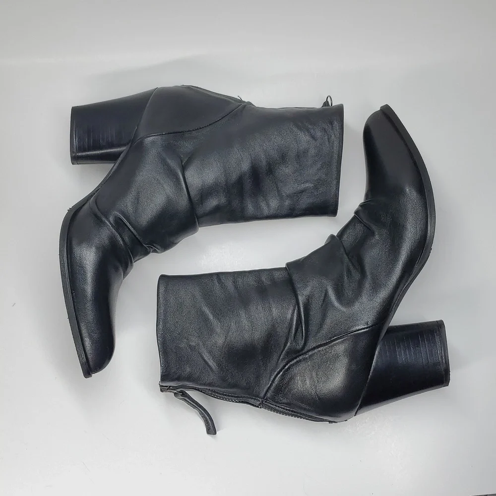 Pierfrancesco Vincenti Black Leather Italian Ankle Boots Block Heel 40